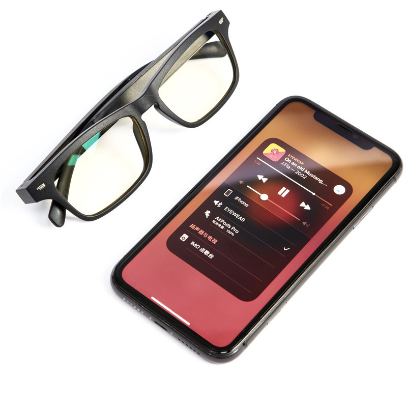 Matte Black BT5.0 Kacamata Bluetooth Pengisi Daya Magnetik 100mAh Untuk IOS Dan Android