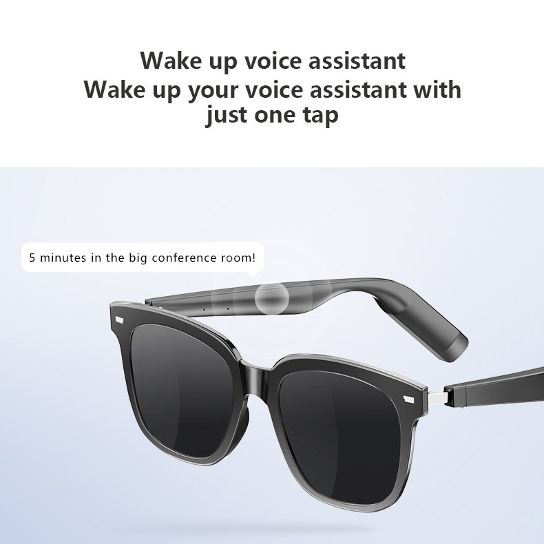 Waktu Musik 8 Jam Ultralight BT 5.3 Bluetooth Smart Glasses With Call 110mAh*2 Kapasitas