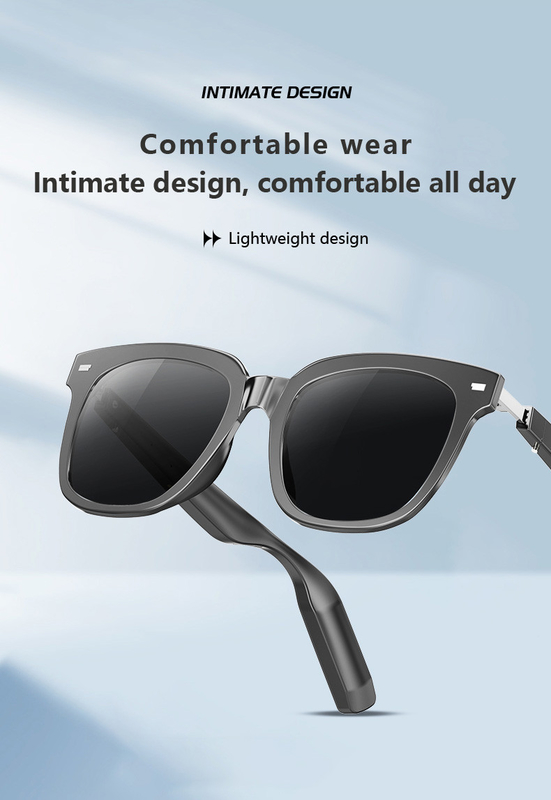 Bluetooth 5.3 Ultralight Smart Glasses 220mAh Baterai Kapasitas Mendengarkan Musik 17g Berat