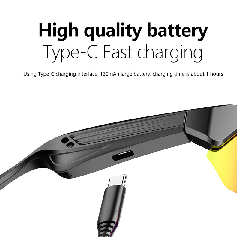 Smart Bluetooth Riding Glasses BT 5.3 Versi HD Panggilan 4-5 Jam Baterai untuk Game / Bersepeda / Mengemudi / Berlari / memancing